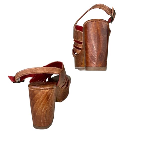 Bed Stu Womens Fontella Sandal Size 6 Rustic Brown Wood Heels Platform Shoes - Picture 2 of 9